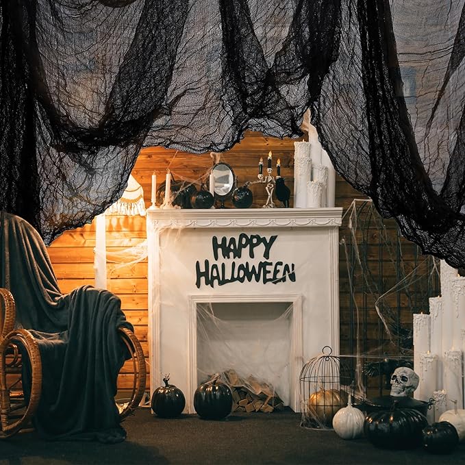 Halloween Black Creepy Cloth 500 x 87 inch Spooky Gauze Cloth