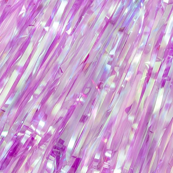 BRAVESHINE Iridescent Purple Foil Curtain - 2 Pack 3.2x6.5ft