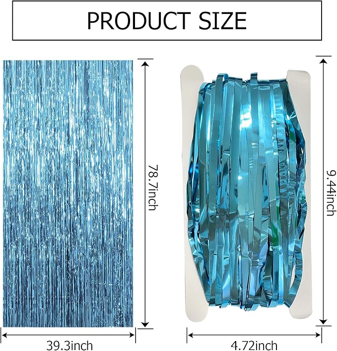 20 Pack Blue Backdrop Curtain Tinsel Streamers Ocean Themed Decor
