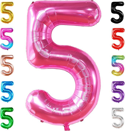 KatchOn, Giant Hot Pink 5 Balloon Number - 40 Inch | 5th Birthday