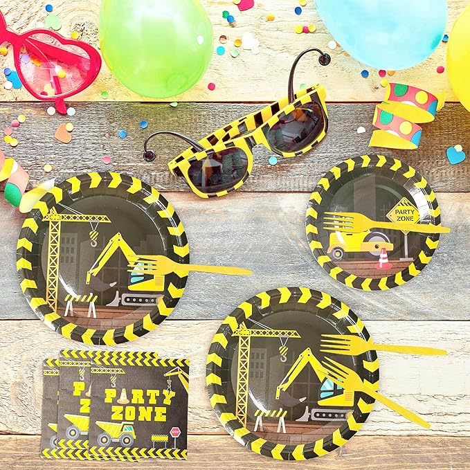 96pcs Construction Birthday Party Supplies Construction Theme Paper