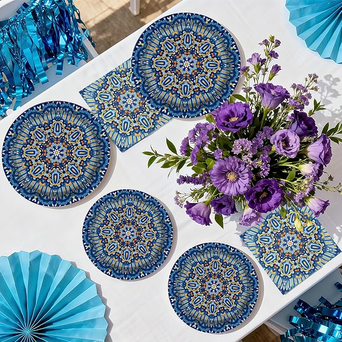 200Pcs Boho Party Decorations Vintage Bohemian Retro Style Paper