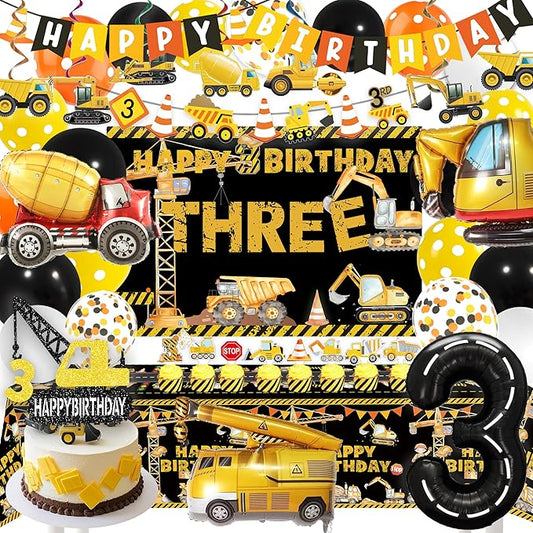 Black Construction 3rd Birthday Party Supplies Dump Truck 3rd