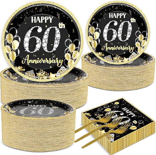 50 Guests 60th Anniversary Plates and Napkins Party Supplies 60th