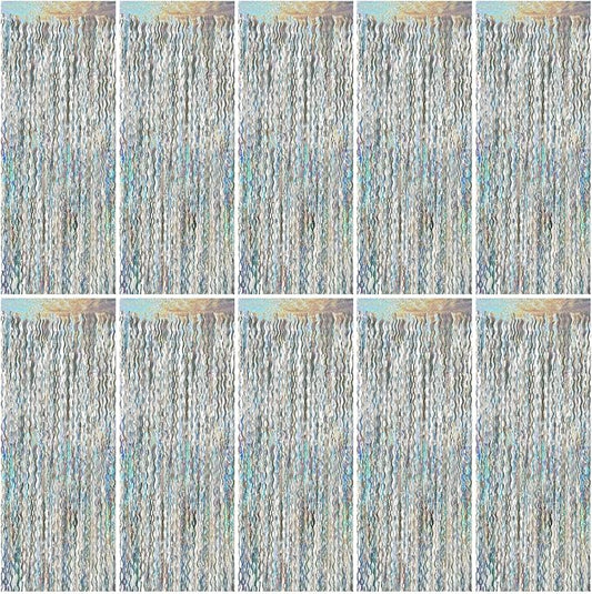 Tinsel Foil Fringe Curtains Wavy Backdrop for Parties Sparkle #7