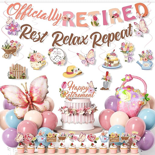 Spring Retirement Decorations 49pcs Pastel Color Garden Flower