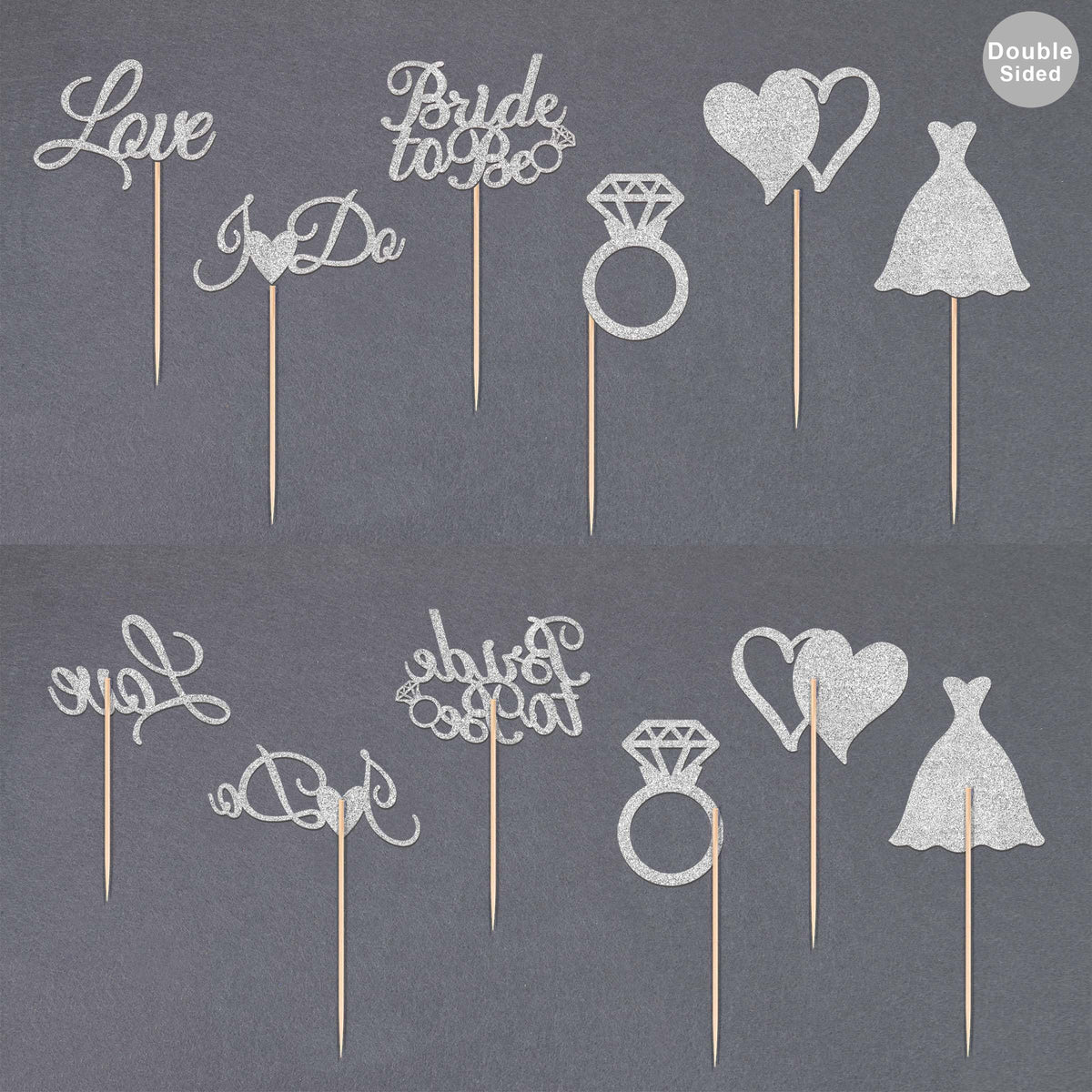 Gexolenu 24 Pcs Bride To Be Cupcake Toppers Silver Glitter
