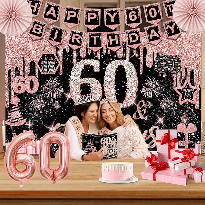 60th Birthday Decorations for Women 32PCS 60th Birthday Party