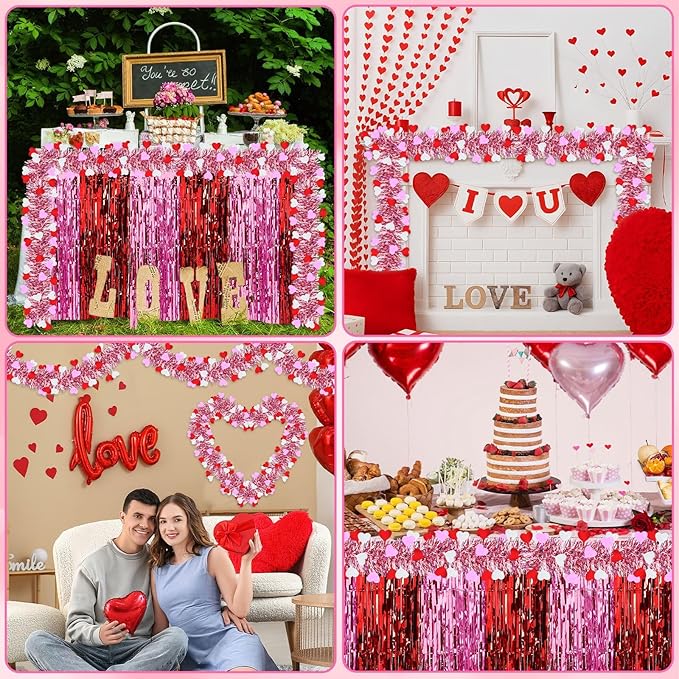 Valentines Party Decorations 4 Pcs Valentine's Day Red Pink Table