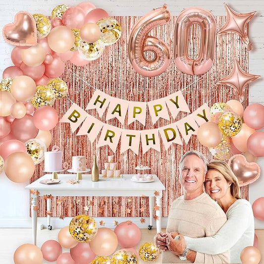 Woman Lady Rose Gold Birthday Party Decorations Rose Gold