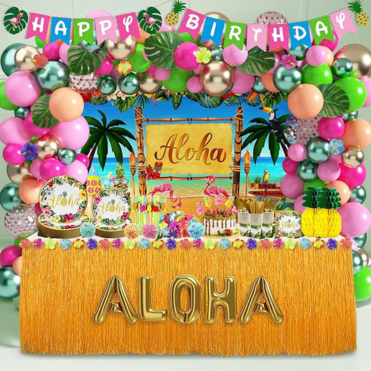 Luau Birthday Party Decorations 321Pcs Hawaiian Tropical Aloha Party