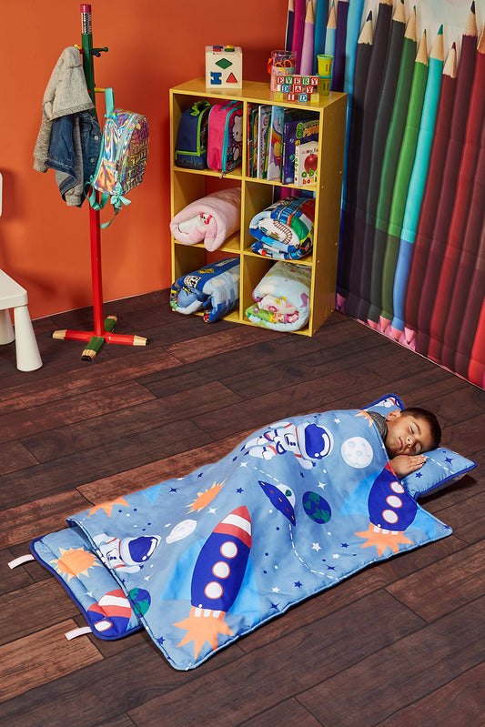 EVERYDAY KIDS Nap Mat w/Removable Pillow -Outer Space Adventures-