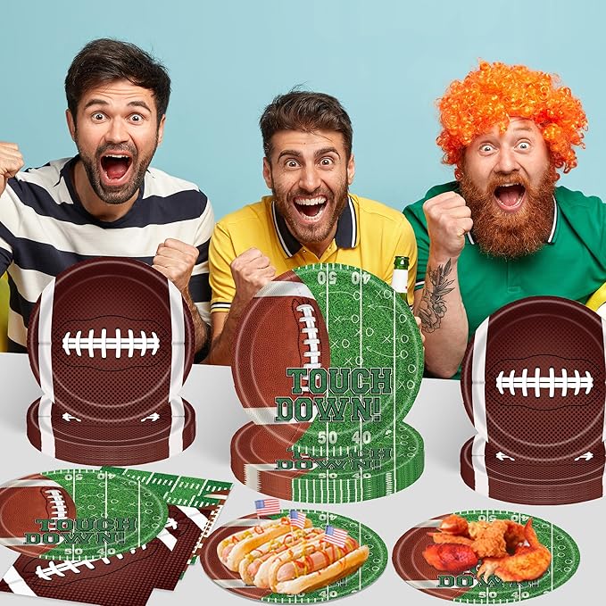 150Pcs Football Party Supplies Tableware Set Football Party Set