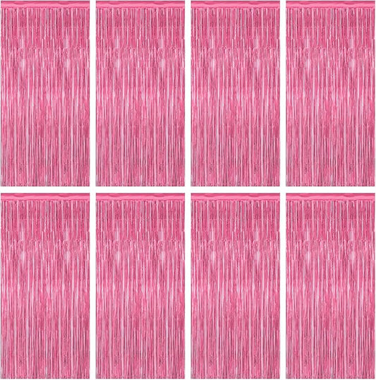 8 Pack Pink Backdrop, 3.28 FT x 7.05 FT Pink Birthday Decorations,