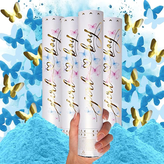 PrimePure Gender Reveal Confetti Cannon - Butterfly Confetti Popper &