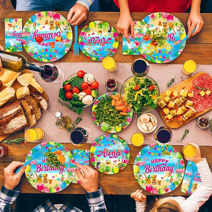 96 Pcs Hawaiian Aloha Party Decorations Supplies Luau Tropical