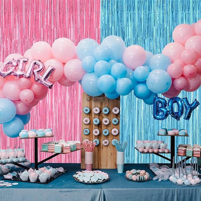 2 Pack Gender Reveal Decorations, 3.28 FT x 7.05 FT Pink and Blue