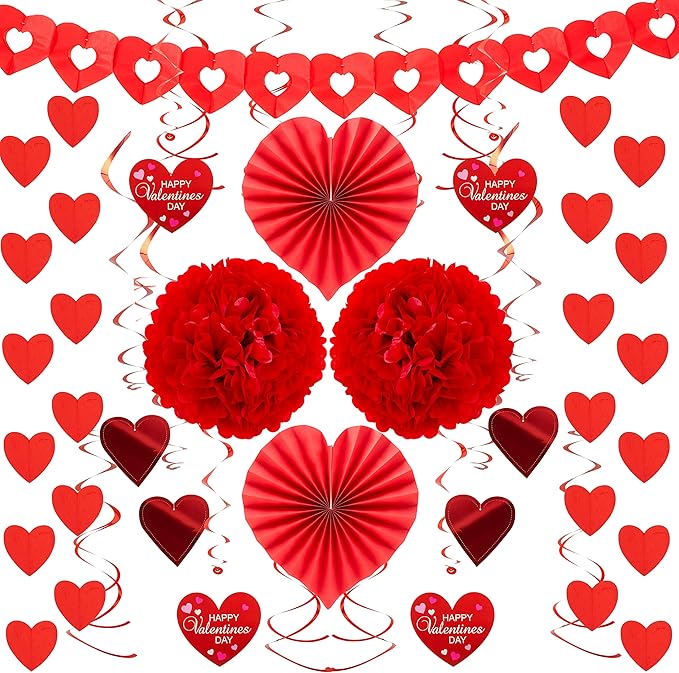 27 Pieces Valentines Day Swirl String Cutout Decoration Kit with