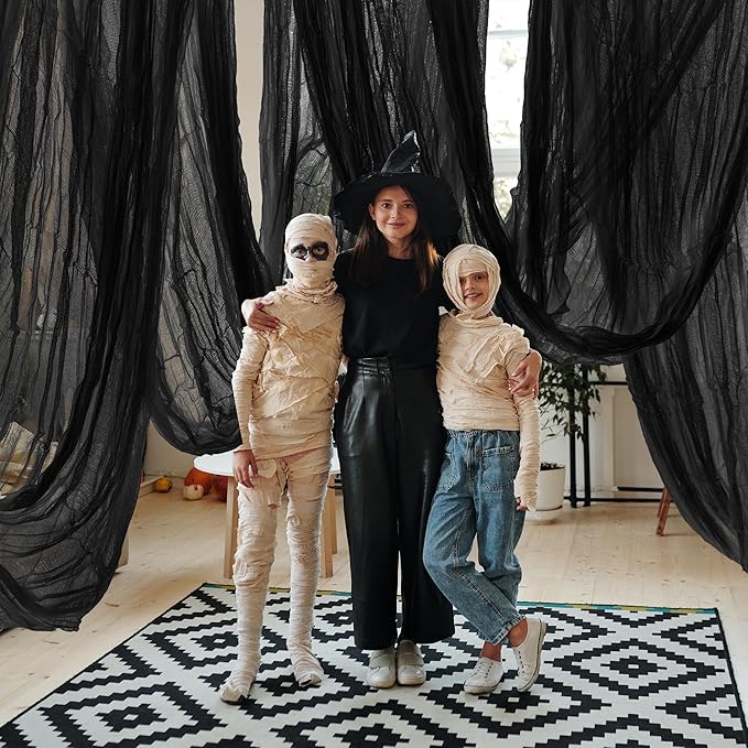 600 x 85 Creepy Halloween Cloth Black Spooky Fabric Large Creepy