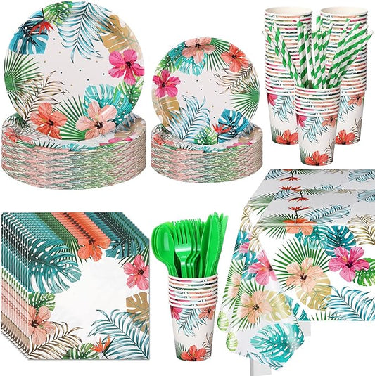 194 Pcs Hawaiian Luau Party Decorations Supplies Set Tropical