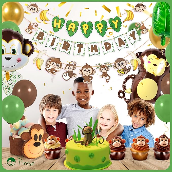 Monkey Birthday Banner Monkey Party Decorations Jungle Birthday