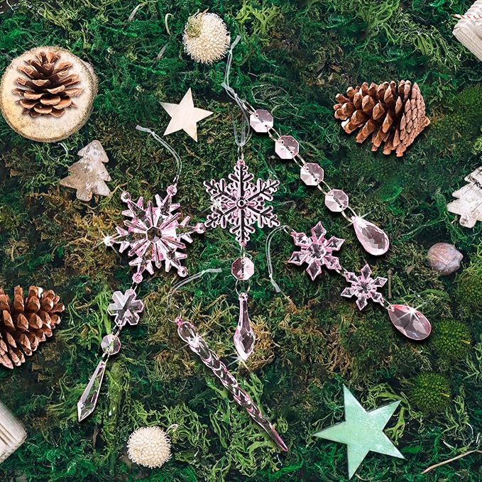 18pcs Crystal Christmas Ornaments for Christmas Tree Decorations-Light