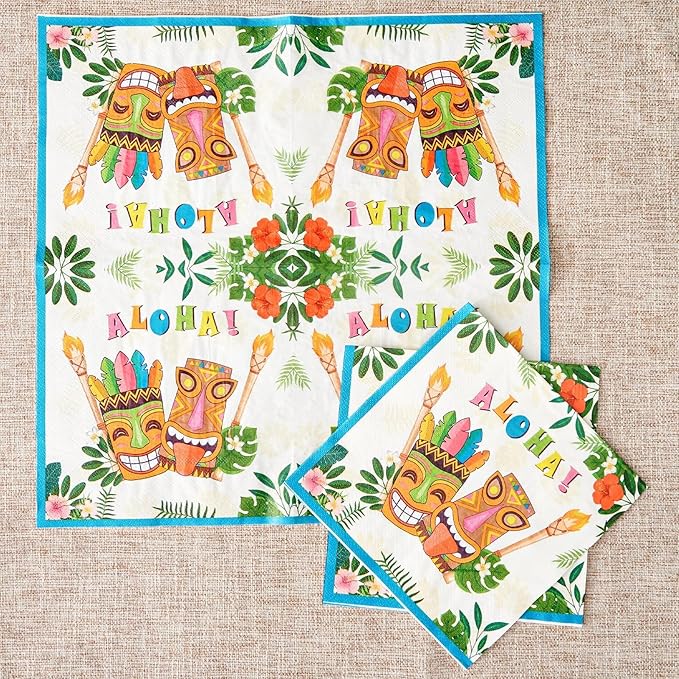 Aloha Luau Plates and Napkins Serves 50 Gusets 100PCS Hawaiian