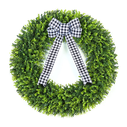 Vlorart 32" Faux Round Boxwood Wreath, Artificial Large Boxwood Wreath