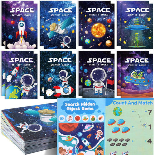 Kosiz 24 Pcs Outer Space Activity Book for Kids Astronaut Solar System