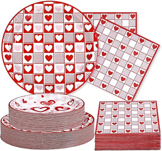 200Pcs Valentine's Day Decorations Happy Valentine Plates