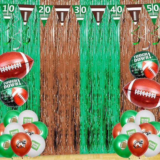 55Pcs Football Party Decorations Streamers Balloons Football Photo
