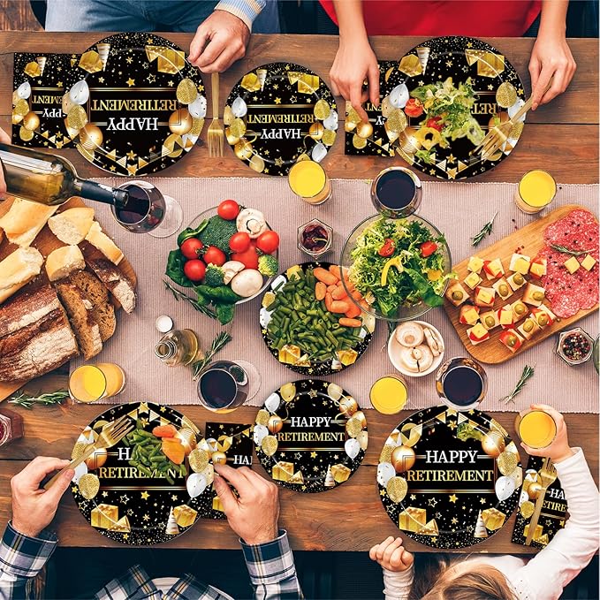 200 Pcs Retirement Party Plates and Napkins Set Happy Retirement