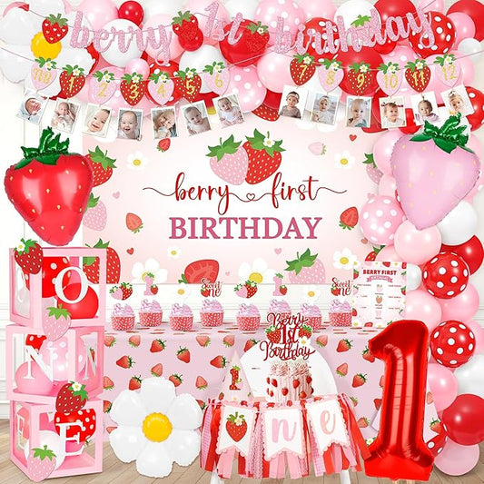 Berry First Birthday Decor Strawberry 1st Birthday Decorations for