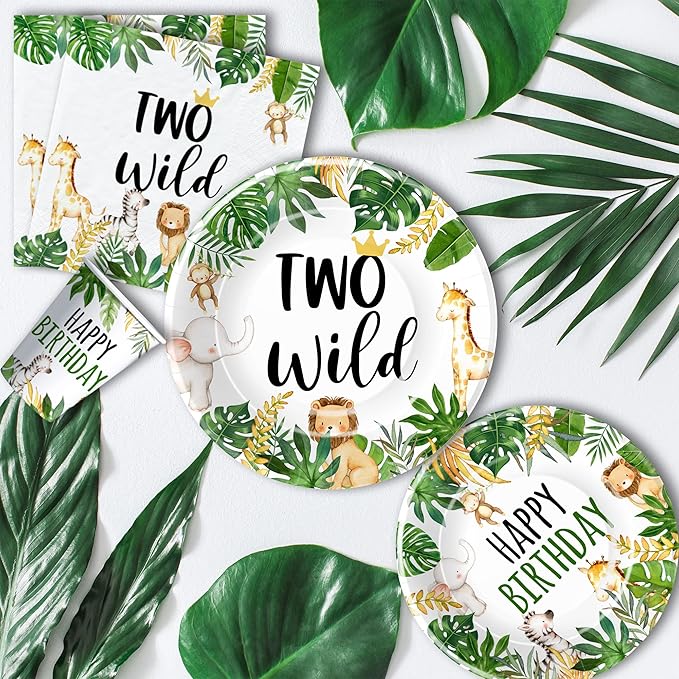Jungle Animal Theme Two Wild Birthday Plates And Napkins Party