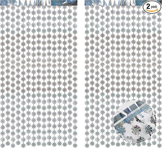 Silver Party Snowflake Backdrop - 2 Pack Hanging Foil