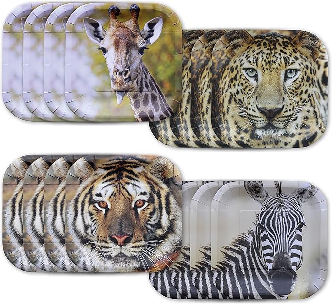 Jungle Safari Paper Party Plates 16 pcs ! 16 7in Square Dessert