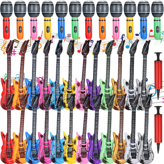 Chitidr 36 Pcs Colorful Inflatable Instruments Rock Star Toy Set