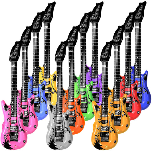 Novelty Place 12Pcs Inflatable Guitar for Kids - 35In Blow Up Electric
