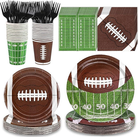 144 Pieces Football Party Supplies Tableware Set Disposable Paper