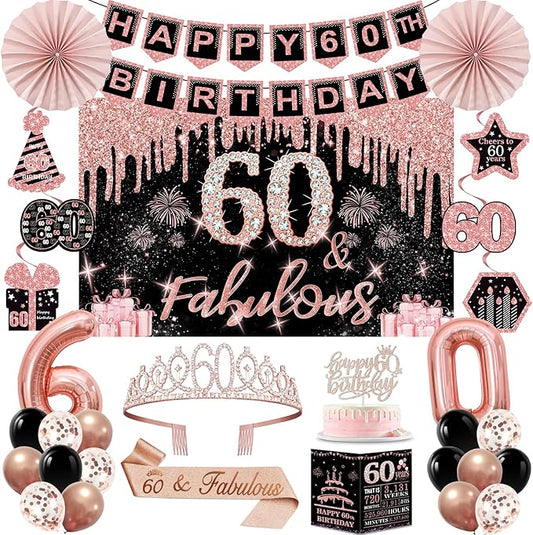 60th Birthday Decorations for Women 32PCS 60th Birthday Party