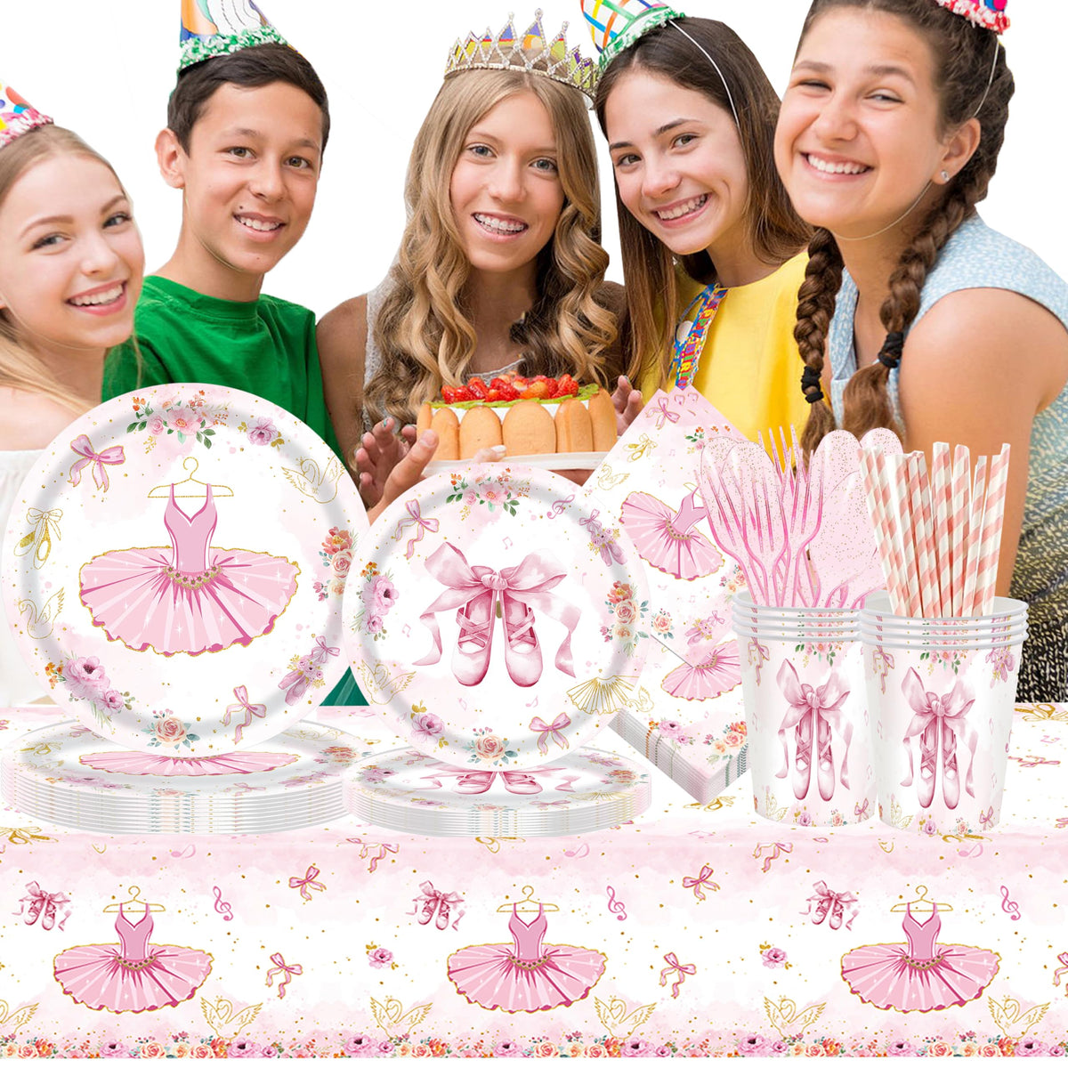 GalaHub 193Pcs Ballerina Birthday Party Decorations for 24 - Ballet