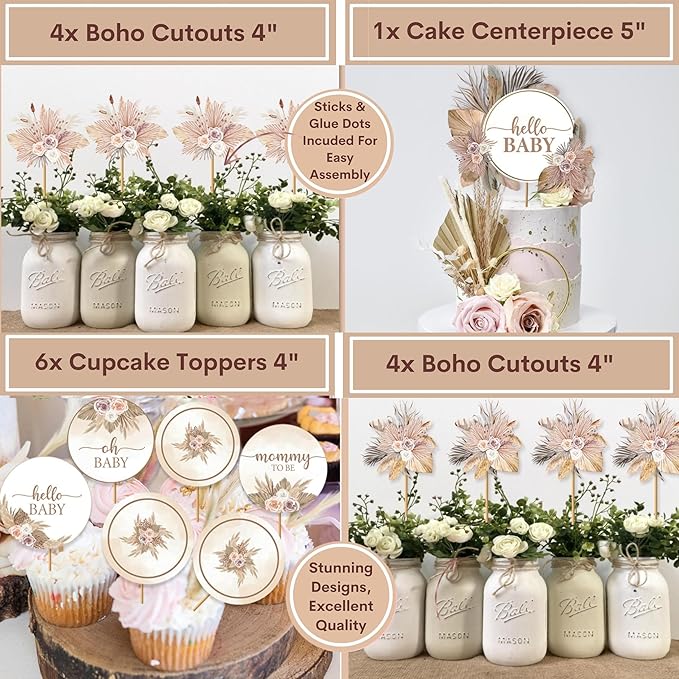 Mega 254 Pc Boho Baby Shower Decorations for Girl or Boy Neutral