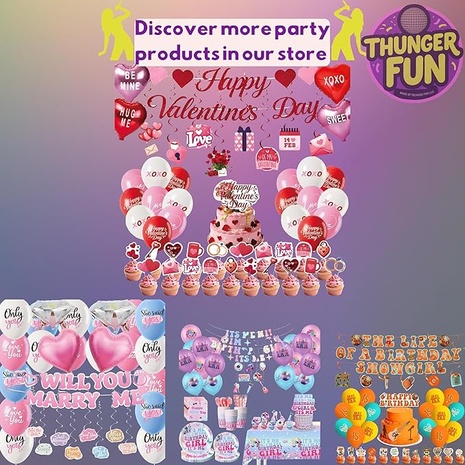 Happy Valentines Day Decorations Party Set Red Heart Decor Themed
