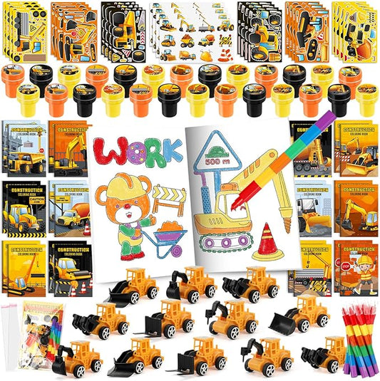 168Pcs Construction Party Favors Excavator Theme Coloring Books