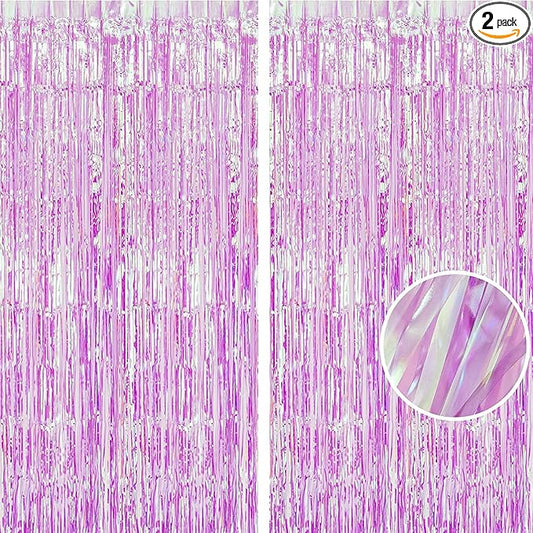 BRAVESHINE Iridescent Purple Foil Curtain - 2 Pack 3.2x6.5ft