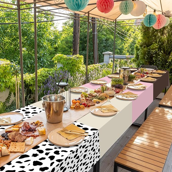 12 Pack Cowgirl Baby Shower Plastic Tablecloth for Rectangle Tables