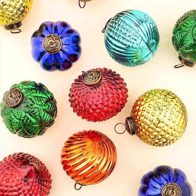 IndianShelf 6 Colorful Christmas Balls - Glass Tree Ornaments -
