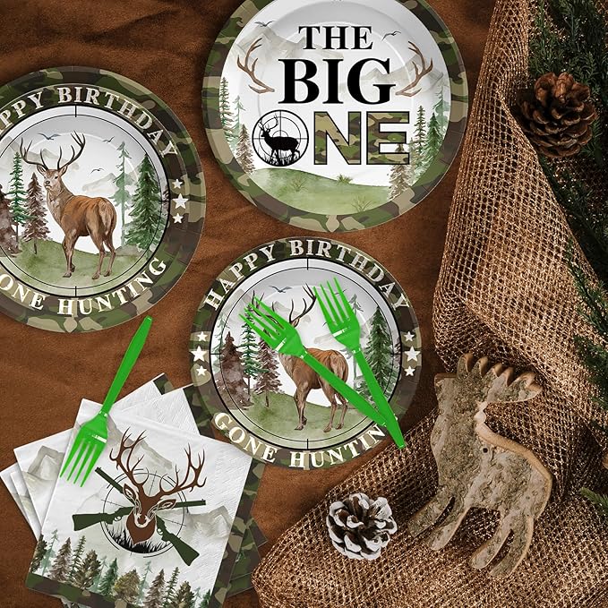 96Pcs The Big One Hunting 1st Birthday Party Decorations The Big One