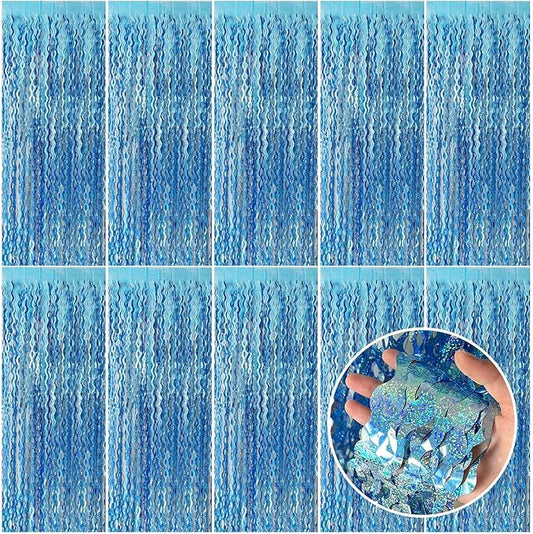 Tinsel Foil Fringe Curtains Wavy Backdrop for Parties Sparkle