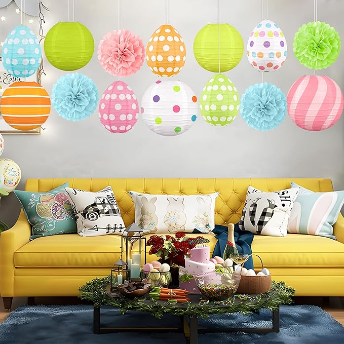 14Pcs Easter Party Decorations Set for Home Spring Egg and Round
